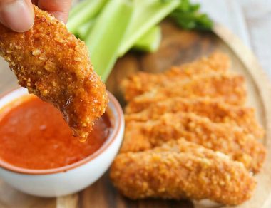 Baked Crispy, Crunchy Buffalo Chicken Tenders