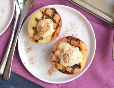 Grilled Peaches with Coconut Milk Ice Cream