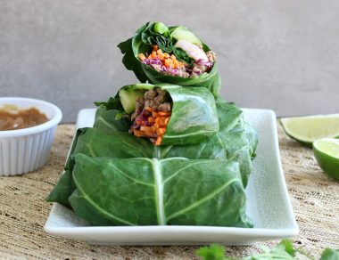 No-Rice Beef and Shrimp Spring Rolls with Almond Butter Sauce
