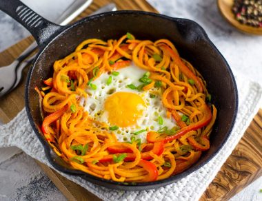 Spiralized Sweet Potato Egg in a Hole