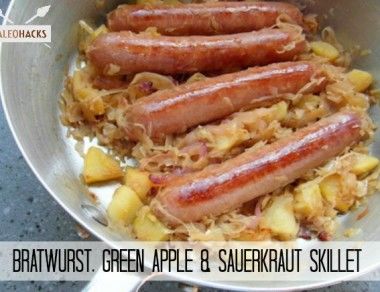 Bratwurst, Green Apple & Sauerkraut Skillet