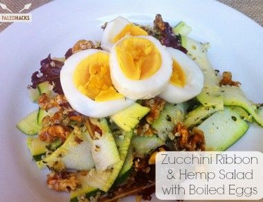 Zucchini Ribbon & Hemp Salad with Boiled Eggs