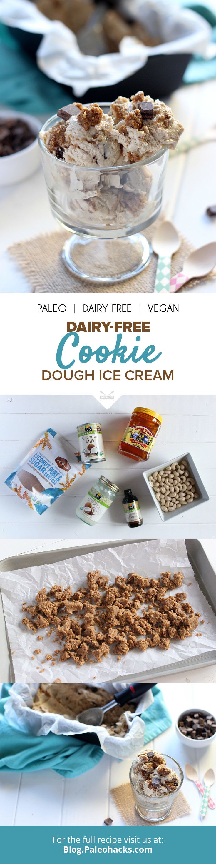 DairyFree Cookie Dough Ice Cream Paleo, Dairy Free, Vegan