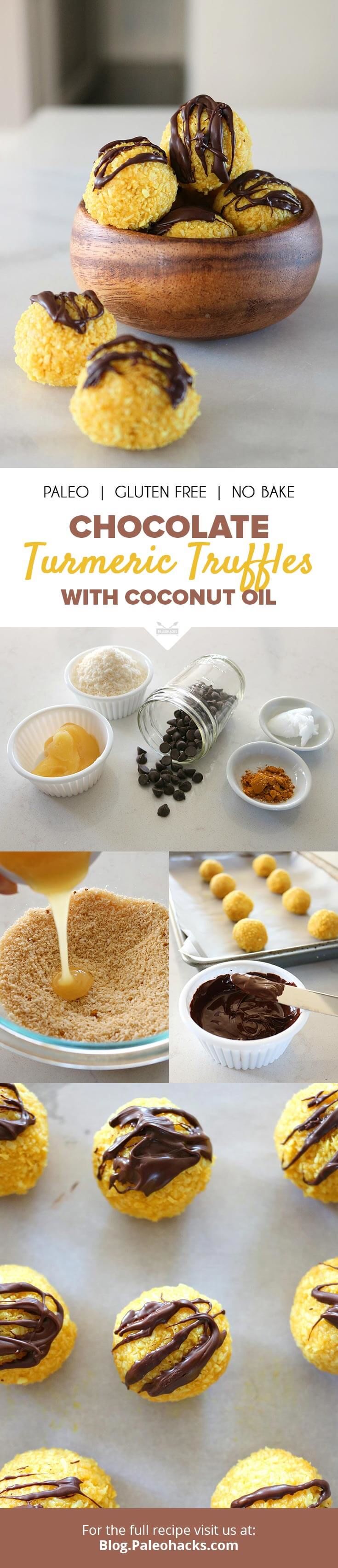 NoBake Chocolate Turmeric Truffles with Coconut Oil