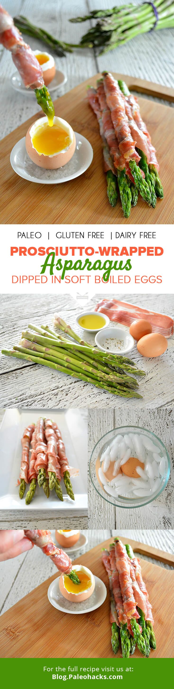 ProsciuttoWrapped Asparagus Dipped in Soft Boiled Eggs