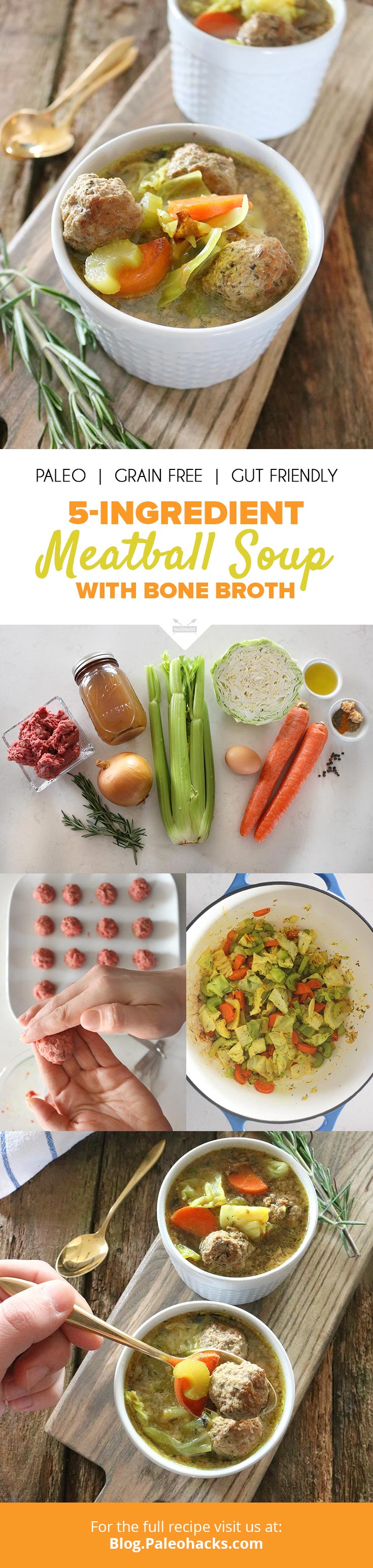 5Ingredient Meatball Soup with Bone Broth GutHealing, Paleo