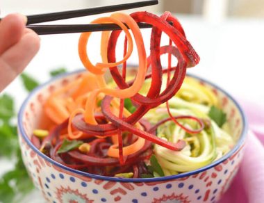 Spicy Rainbow Pasta with All-Veggie Noodles