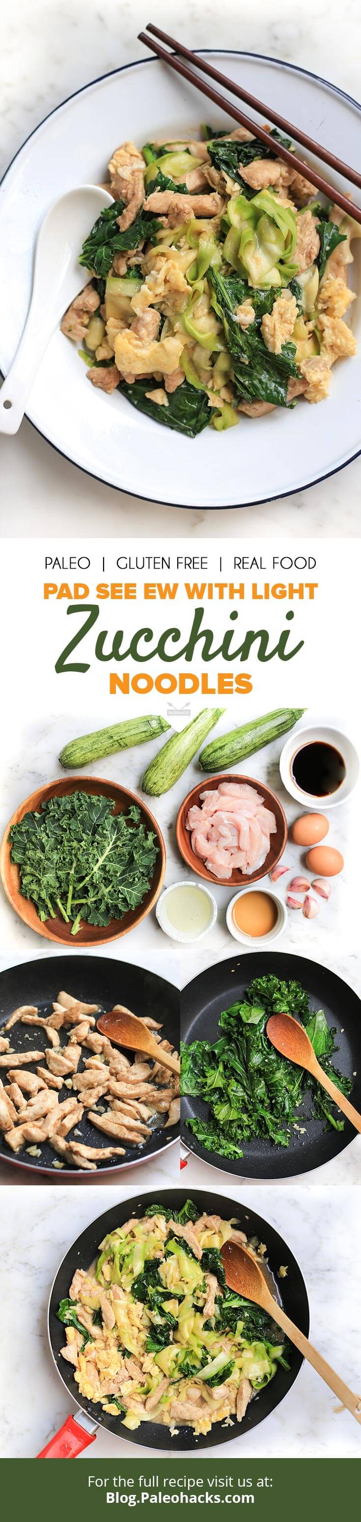 pad see ew with light zucchini noodles recipe paleohacks