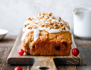 Paleo Cranberry Pecan Bread with Coconut Glaze