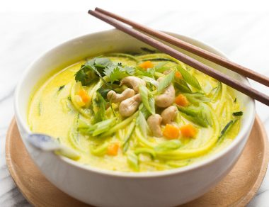 Yellow Coconut Curry Zoodle Soup