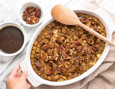 Easy Bread Pudding with Fruit and Pecans
