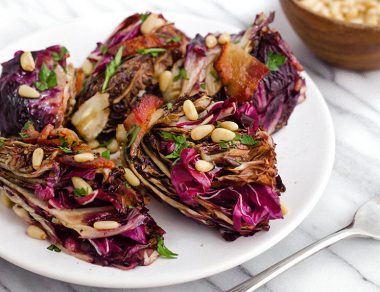 Roasted Balsamic Radicchio with Bacon and Pine Nuts