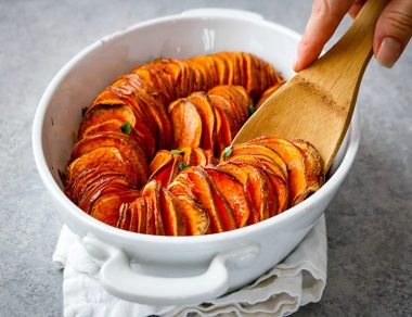 Spicy Maple Scalloped Sweet Potatoes