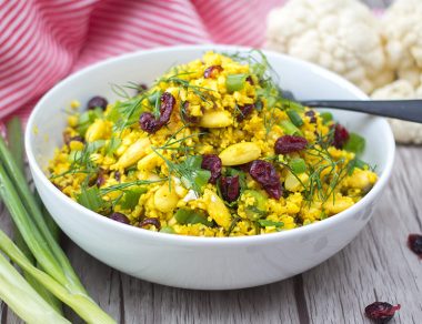 Turmeric Cauliflower Couscous with Crunchy Almonds