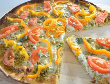 ‘Cheesy’ Pesto Pizza